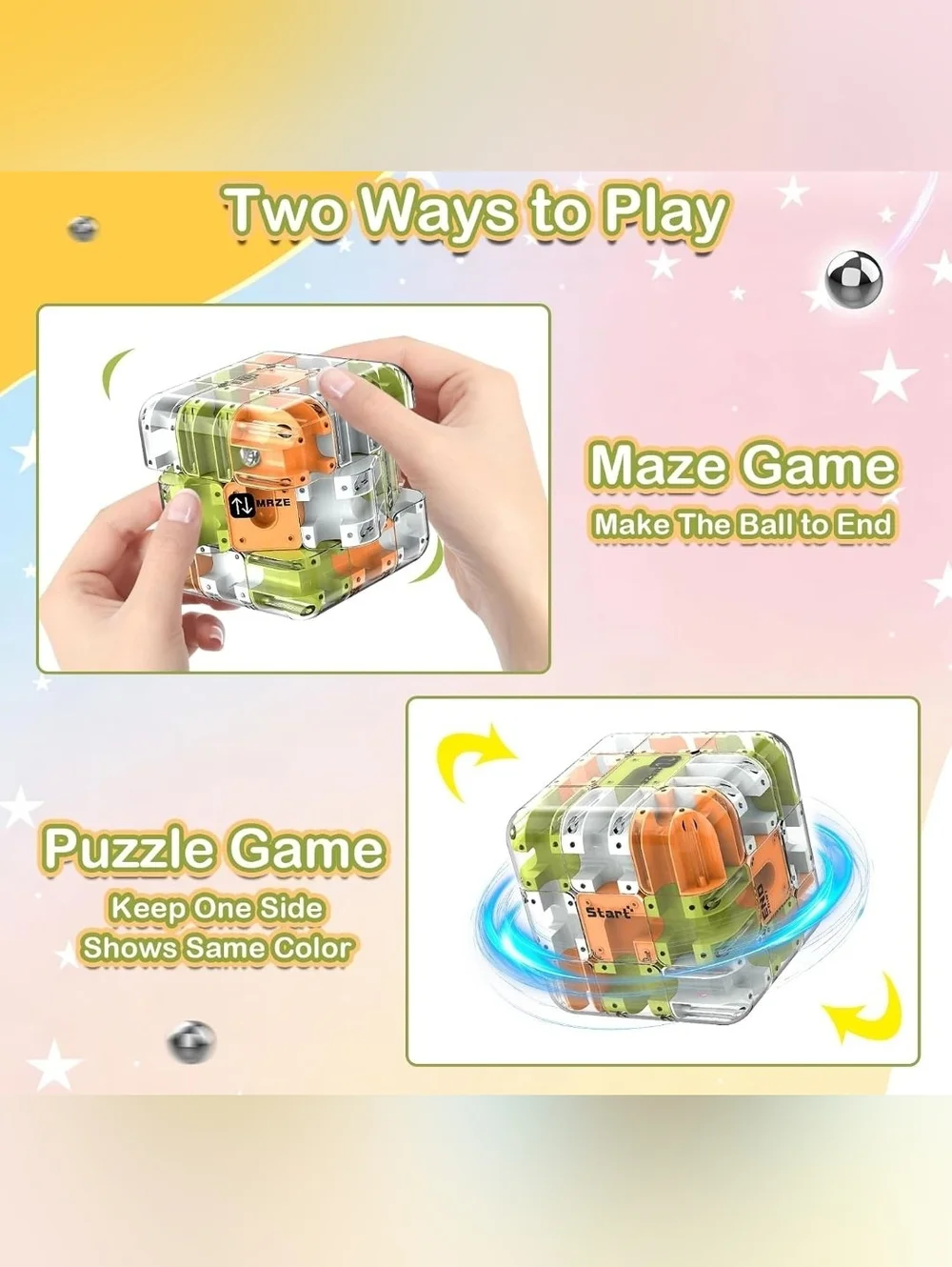 ATESSON 3D Rolling Ball Maze Cube